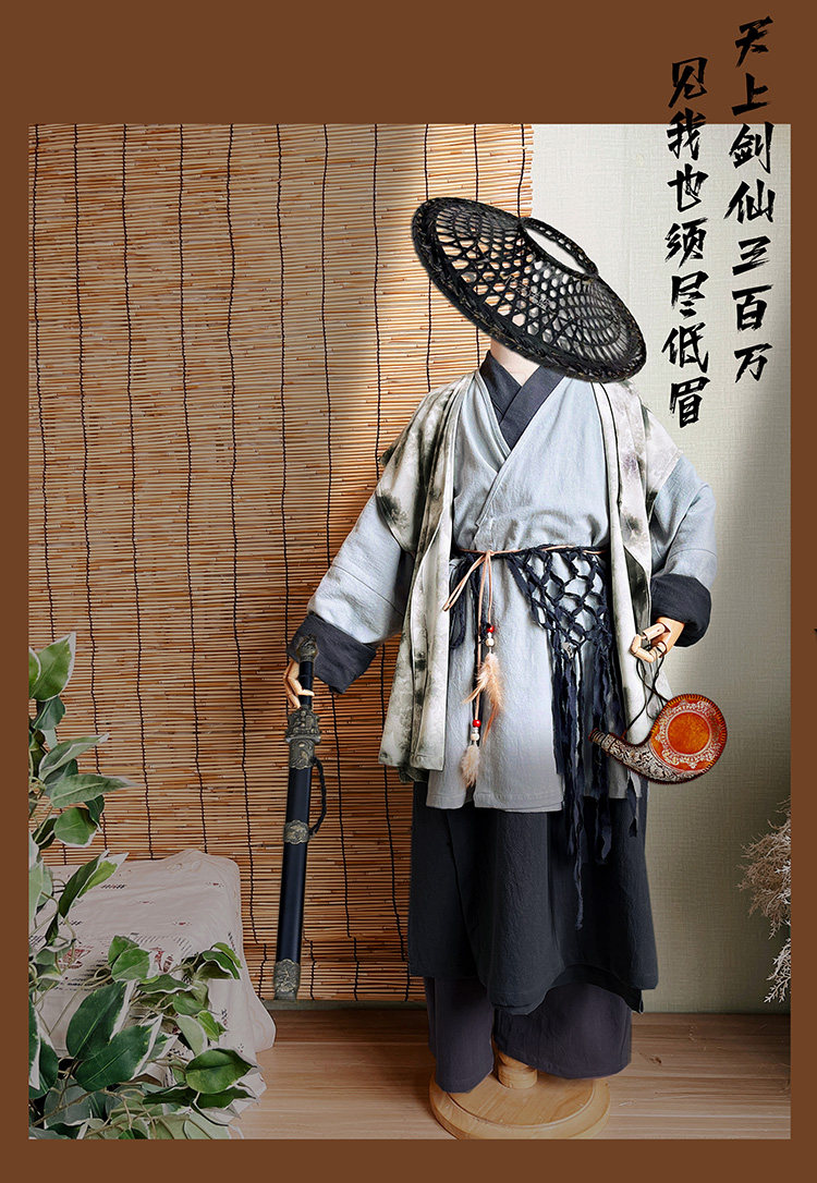 熹言 剑客棉麻武侠古装江湖少侠影视摄影表演剑侠英雄侠客服装