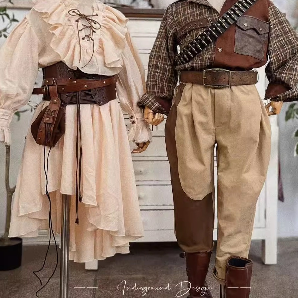 熹言 原创末日废土流浪西部牛仔连衣裙西域公主旅游摄影演出服装