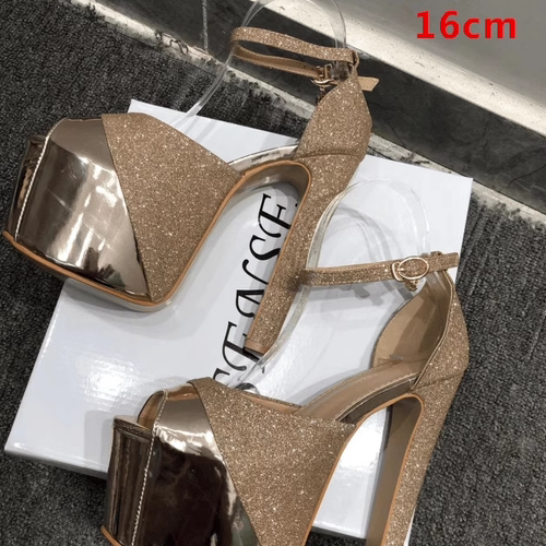 超高跟演出防水台绑带新款凉鞋