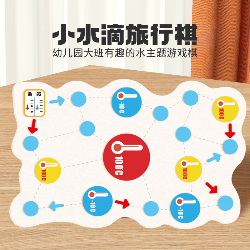 小水滴旅行棋幼儿园大班有趣的水主题棋盘材料儿童益智逻辑思维训