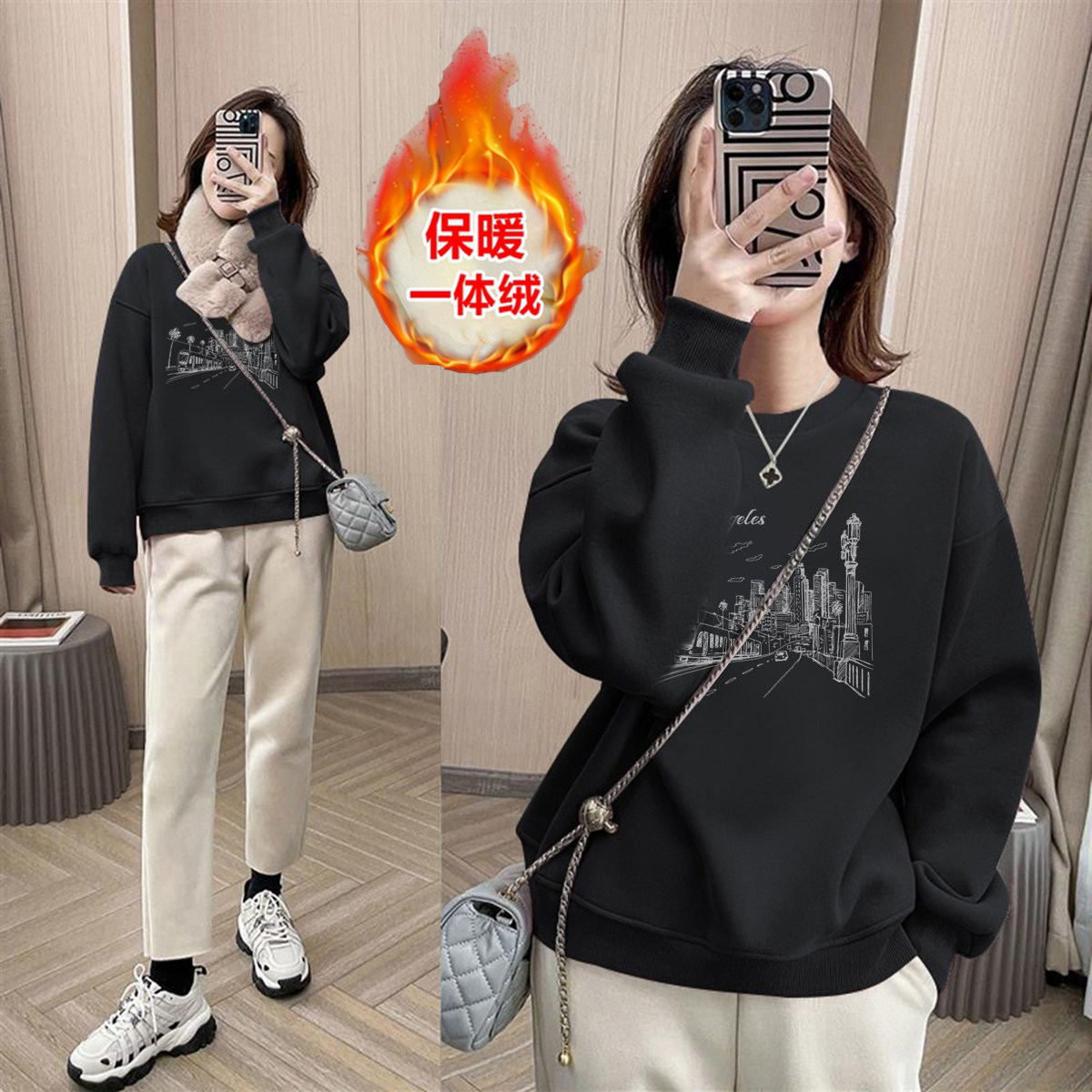 品牌专柜100%纯棉保暖卫衣女爆款洋气减龄加绒时尚秋冬上衣外套,女装/女士精品,卫衣/绒衫,淘宝优惠券,粉丝福利购,淘宝优惠卷