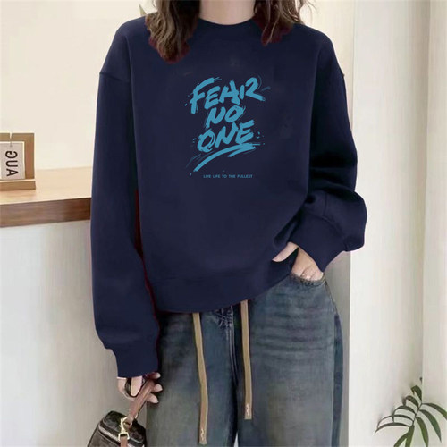 山东即墨100%纯棉加绒卫衣女新款