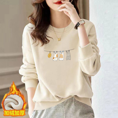 即墨爆款纯棉秋冬加绒宽松卫衣女