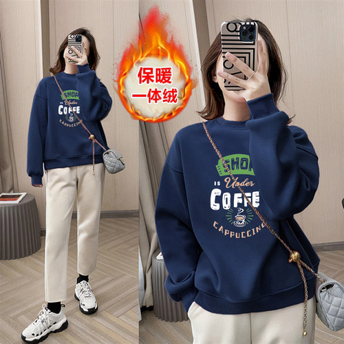 外贸品牌加厚宽松纯棉休闲卫衣女