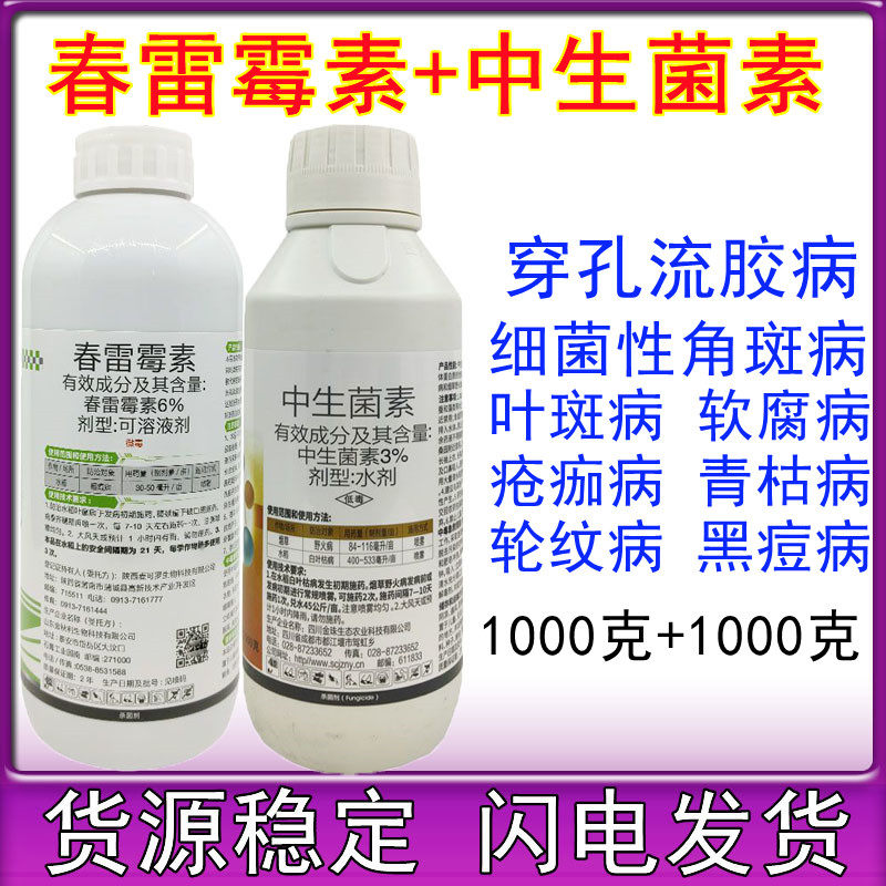 春雷霉素中生菌素软腐病流胶病细菌性角斑病杀菌剂套装2000克