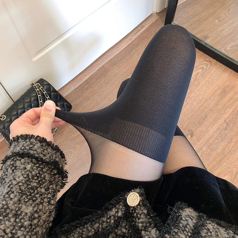 秋冬加厚拼接黑丝袜女性感jk假高筒袜黑肤假大腿袜日系白色连裤袜