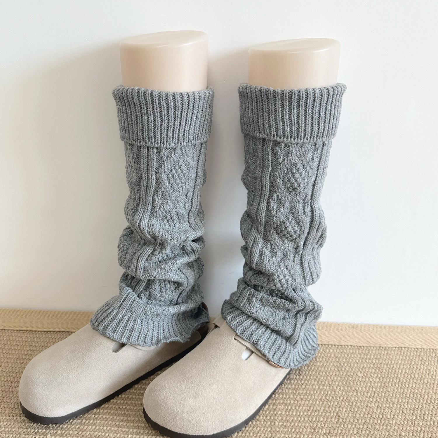 韩版ins潮浅灰色小腿袜女秋冬加厚奶白色腿套保暖针织深灰色袜套,女士内衣/男士内衣/家居服,中筒袜,淘宝优惠券,粉丝福利购,淘宝优惠卷