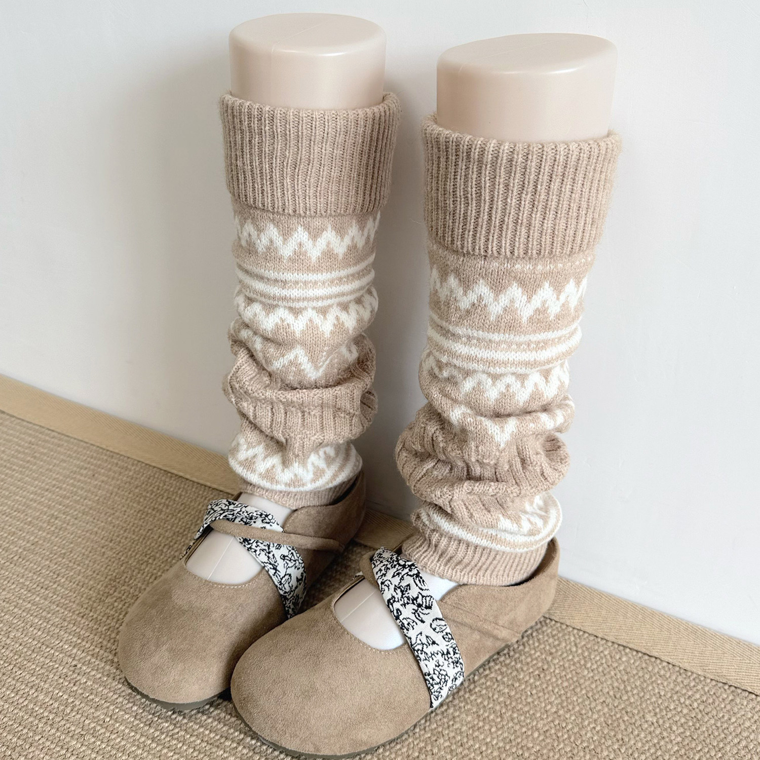 卡其色袜套女秋冬款加厚烟灰色小腿袜保暖针织奶白色小腿堆堆袜套,女士内衣/男士内衣/家居服,中筒袜,淘宝优惠券,粉丝福利购,淘宝优惠卷