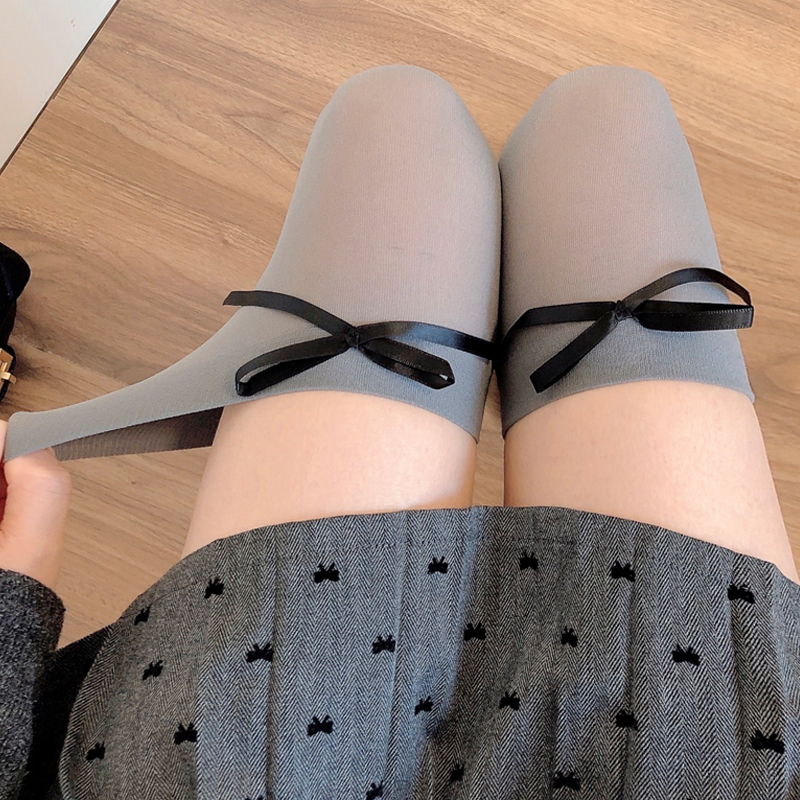 烟灰色过膝袜奶白色长筒袜jk白丝