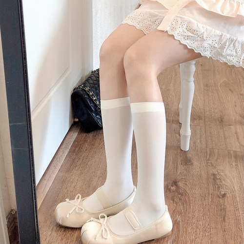 日系JK奶白色小腿袜子Lolita白丝