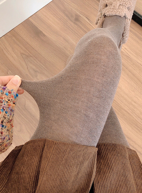 秋冬款加绒咖啡色羊毛连裤袜女加厚保暖烟灰色打底裤深灰色打底袜