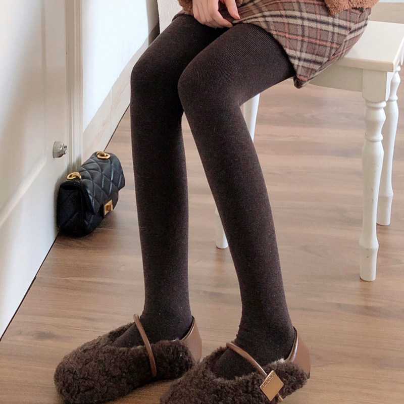 秋冬季奶咖啡色连裤袜女加厚加绒烟灰色打底裤袜显瘦深灰色踩脚袜