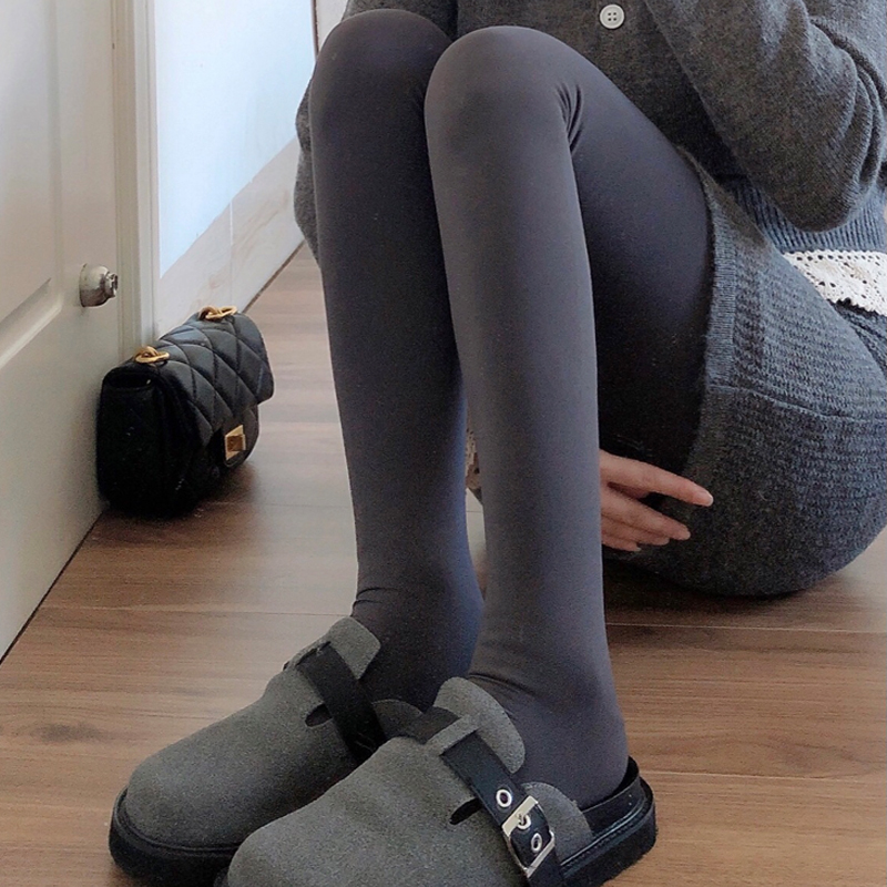 加绒深灰色连裤袜烟灰色打底裤袜