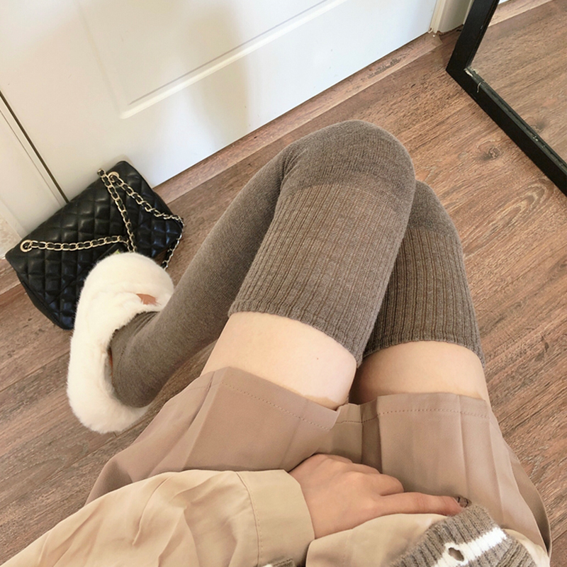 白色加绒长筒袜高筒袜jk大腿袜子