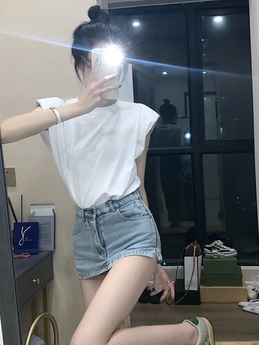 垫肩纯棉t恤女牛仔裙裤套装