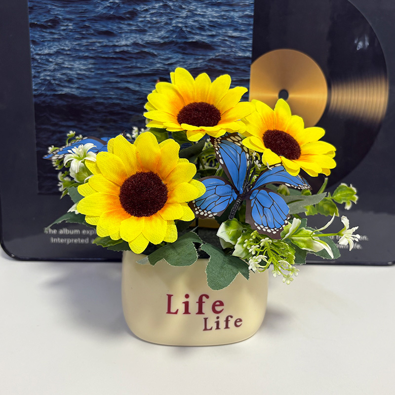 轻奢北欧风仿真花向日葵客厅摆件