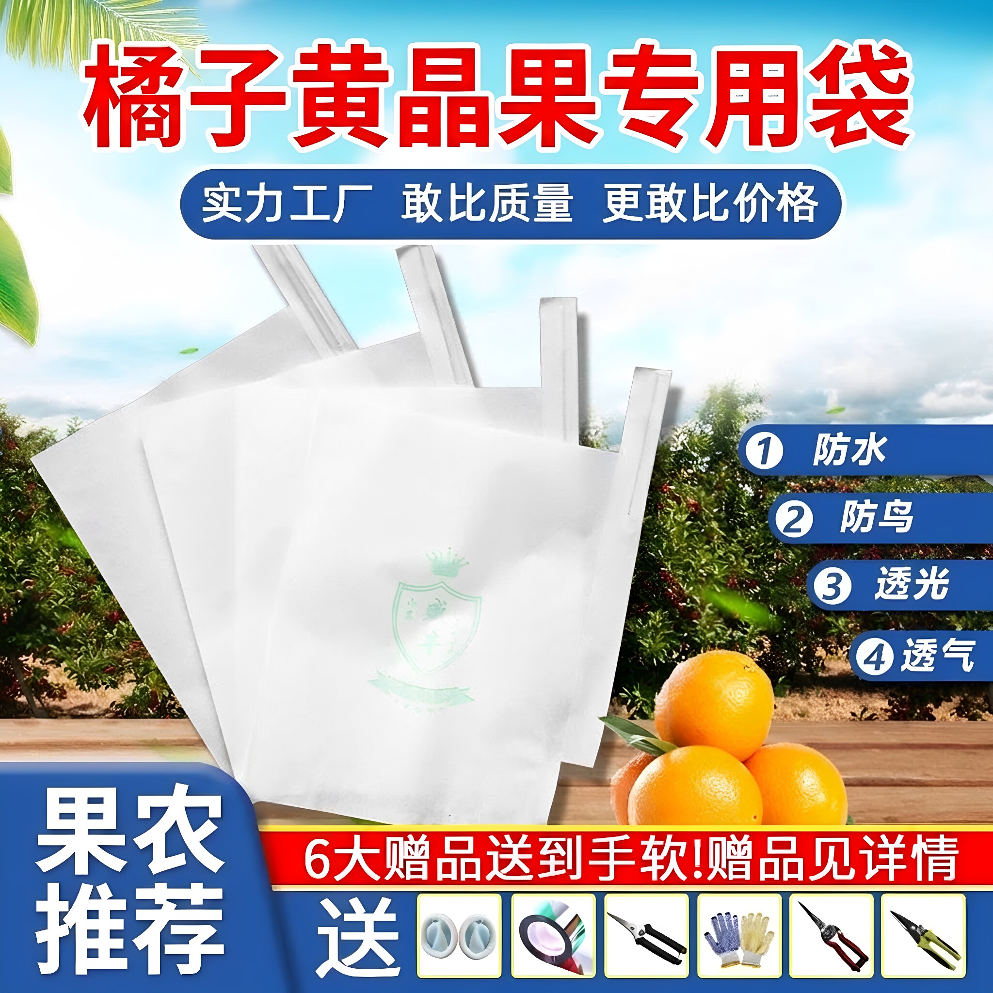 黄晶果橙子鸡蛋果专用防水防虫袋