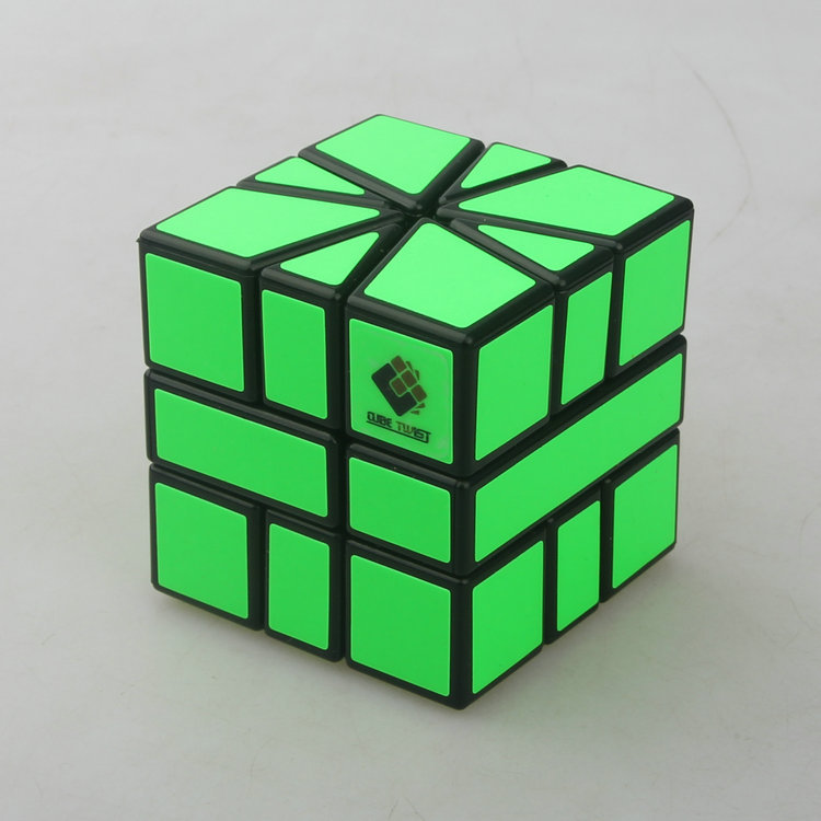 梯色 SQ1魔方 黑底绿色荧光贴纸 Square One 扇形魔方 复形挑战