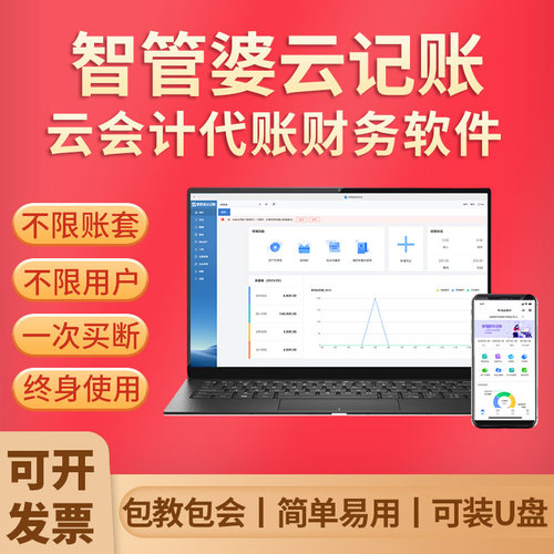 智管婆财务软件小企业会计代理记账公司网络版在线做账系统单机版