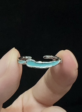 不规则海蓝滴油肌理情侣对戒