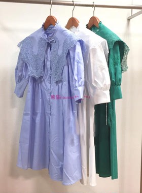 杂志红人秀！纯元经典~LB家 可拆卸翻领蕾丝刺绣连衣裙