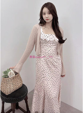 纯元贵牌！D家 爱心印花 方领荷叶边收腰鱼尾连衣裙 170201-10109