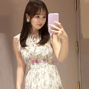 甜美飘逸款！原厂D推荐~S家 优雅荷叶边小飞袖茶歇百褶印花连衣裙