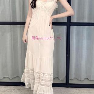 蕾丝花边拼接绑带无袖 纯元 D家 重工款 收腰连衣裙123050044 贵牌