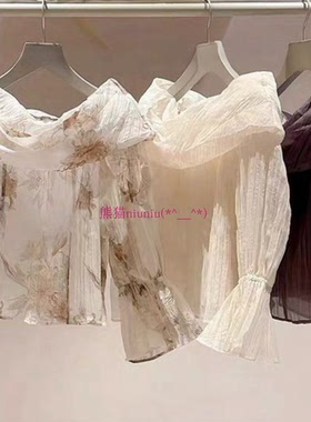 画册款！纯Y单S家 喇叭袖一字肩衬衫+高腰百褶半身裙