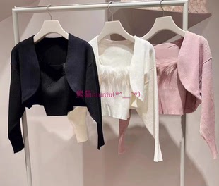 两件套 女人味爆棚 纯圆S家 毛绒绒吊带背心 针织开衫