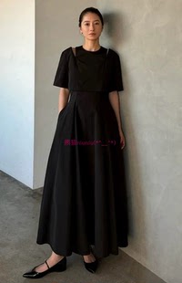 原厂现货！松本惠奈C1ane 假两件式镂空分层收腰连衣裙16112-5142