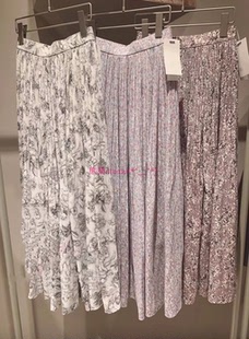 独原S家 人气新品 高腰褶皱碎花喇叭半身裙 优雅 法式