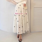 S家 法式 百搭高腰蓬松褶皱喇叭A字半身裙 纯元 款 清新 甜美气质风