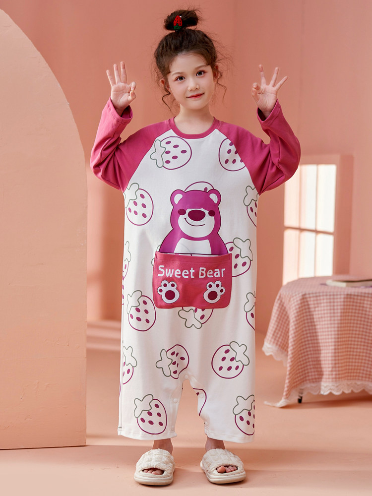 NEW CHILDRENS JUMPSUIT SPRING AND AUTUMN BOY BABY HOME AIR-CONDITIONING CLOTHES GIRL COTTON LONG-SLEEVED GIRLS PAJAMAS SUMMER DRESS