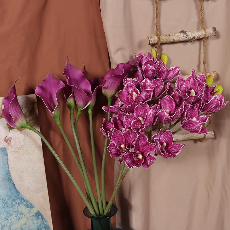 海芋高级感紫色马蹄莲仿真花