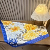 蓝边花影 韩式 时尚 毛布料 442