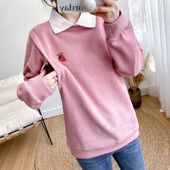 新款 卫衣纯棉宽松翻领外穿上衣中长哺乳衣服春 产后哺乳衣春秋长袖