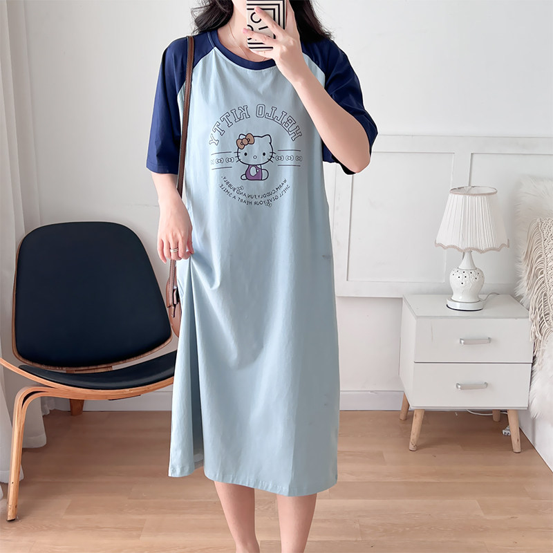 孕妇夏装喂奶裙潮妈新款纯棉可哺家居裙