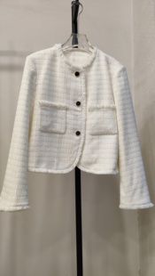 名媛气质白色粗花呢编织短款 亏清 小香风外套女 BESTIE正品 LUCK