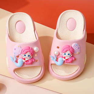 公主 女童室内外家居洗澡防滑小女孩凉拖鞋 美人鱼儿童可爱拖鞋 夏季
