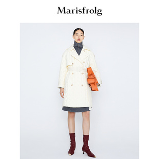 【商场同款】玛丝菲尔女装冬季新款乳白色菱格长袖保暖鹅绒羽绒服