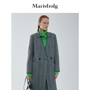 【花呢大衣】玛丝菲尔冬季新款复古威尔士格纹羊毛廓型毛呢外套