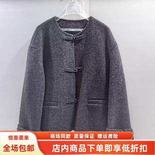 新中式 时尚 盘扣双面羊绒大衣羊毛短外套 DW3833秋冬2025女新款 DDF
