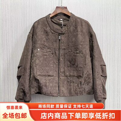 JMY8782秋装2026女新款时尚韩系拉链圆领提花夹克减龄百搭短外套