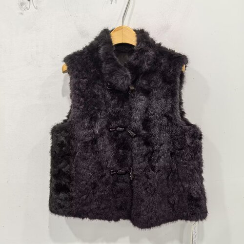 蔻K26DW091冬装2026女款时尚复古立领马甲皮毛一体百搭无袖短外套
