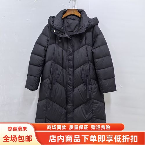 卓18023Z1038冬装2025女新款时尚休闲白鸭绒长款连帽轻薄羽绒外套