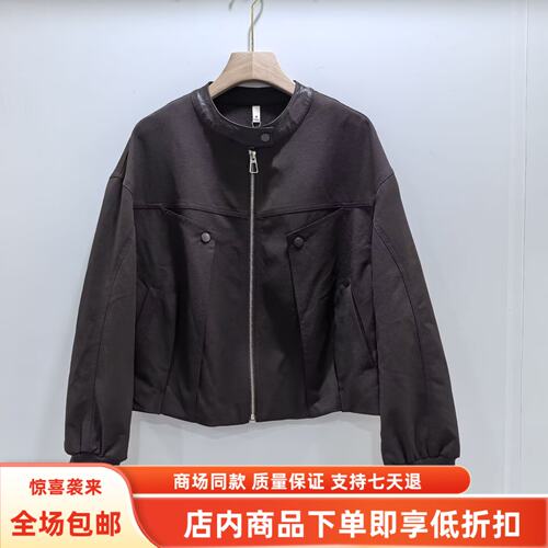 金俪朵J-C7721秋装2026女新款时尚袖拉链立领夹克宽松百搭短外套