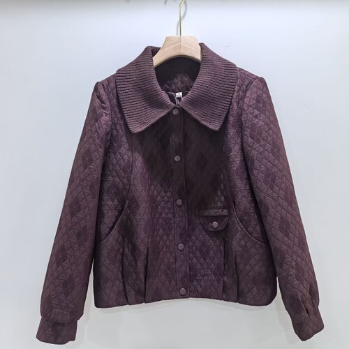 JM26C-W593冬装2026女新款时尚休闲款宽松针织翻领夹克减龄短外套