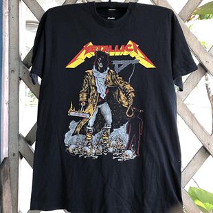 Metallica乐队短袖男女高街暗黑FOG骷髅头vintage复古摇滚美潮T恤