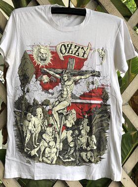 Ozzy Osbourne乐队欧美高街潮流十字架短袖ins男女宽松复古Tee恤